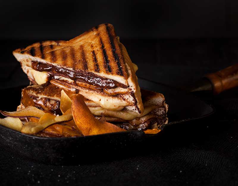 Cheese & Chocolate Toastie with Kumara Crisps