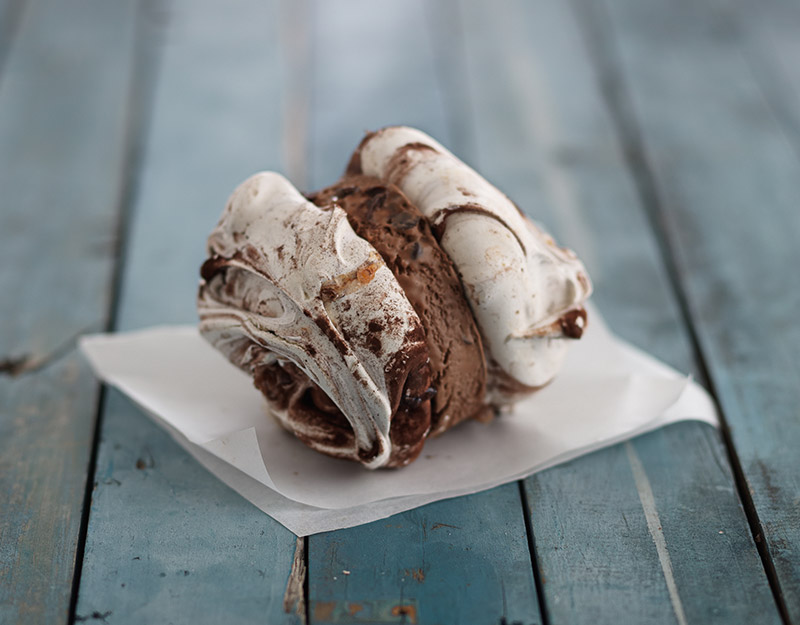 Chocolate Macaroons with Triple Chocolate Ice Cream