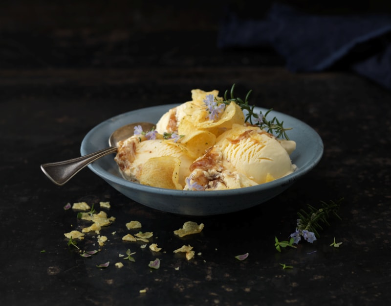 Fig And Honey Ice Cream With Rosemary & Thyme Proper Chips
